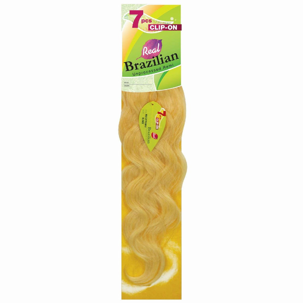 Brazillian Human Hair Clip On 7Pcs Body Wave 14 Inch Blond