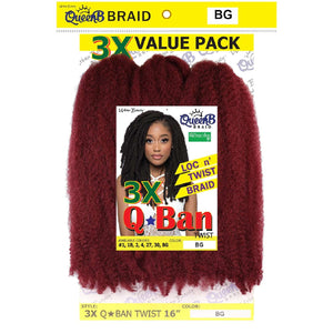 Synthetic Queen B 3X Q-Ban Twist Color #Burgundty